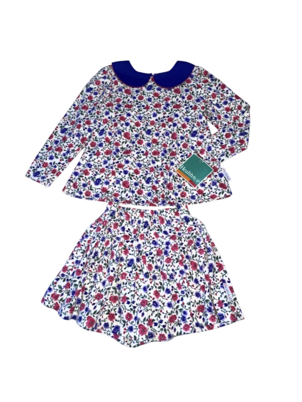 Vintage Healthtex 90s Girls Flower Set Shirt Skort 6X USA Floral Cottage New